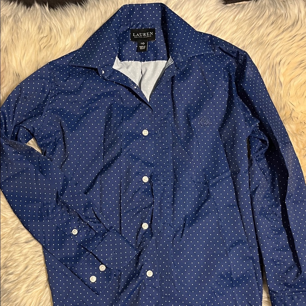 Ralph Lauren Blue Polka Dot Shirt